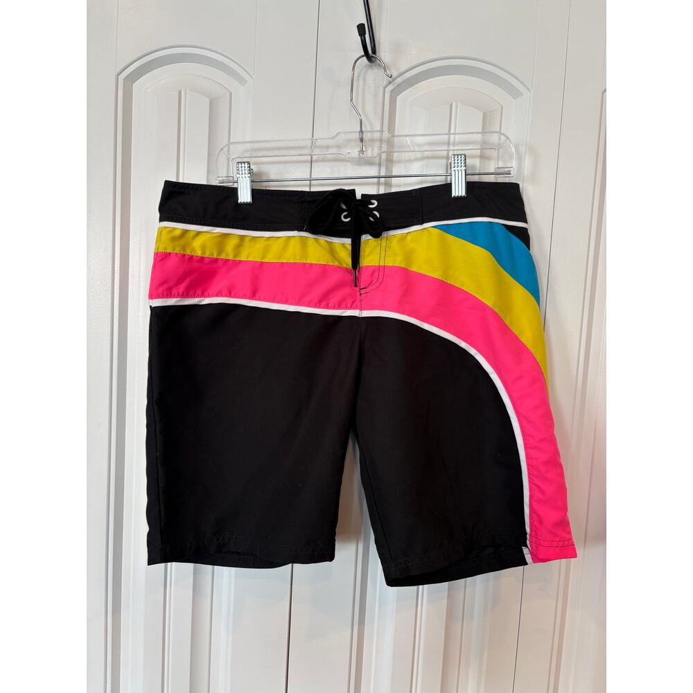 OP Women's One Piece Swim - Black with Pink, Yellow & Blue Panels
